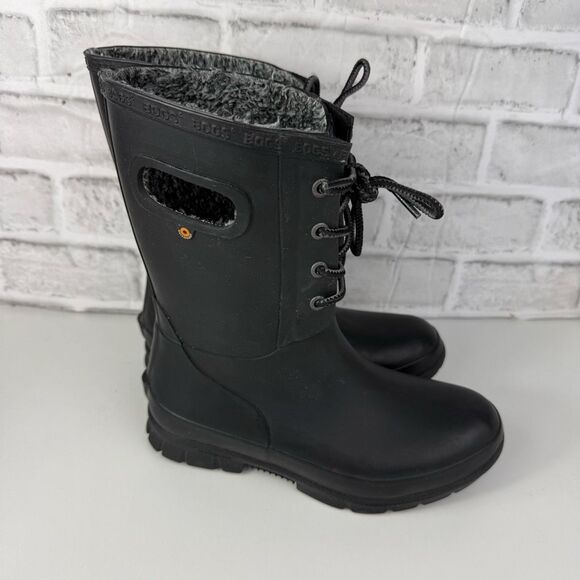 Bogs Amanda Plush Rain Boots Waterproof Black Size 6 - Picture 3 of 8